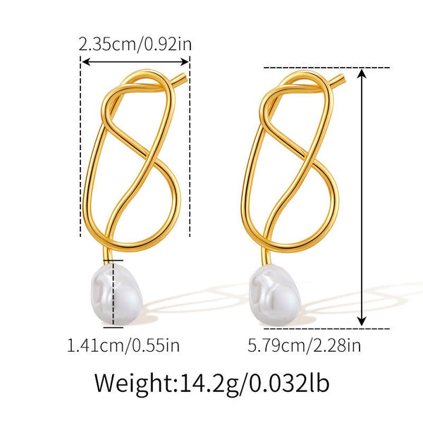 Elegant Natural Pearl Dangle Earrings 18K Gold Filled Ear Studs