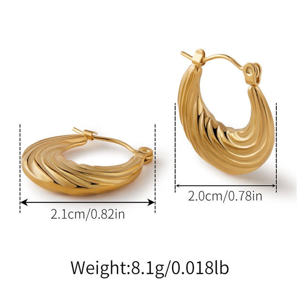Engraved Hollow Earrings 18K Gold Filled Hoop Earrings