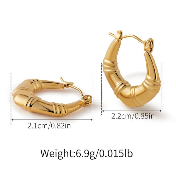 Engraved Hollow Earrings 18K Gold Filled Hoop Earrings