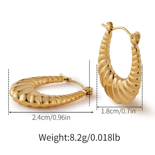 Engraved Hollow Earrings 18K Gold Filled Hoop Earrings