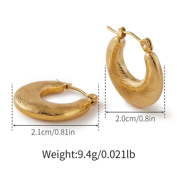 Engraved Hollow Earrings 18K Gold Filled Hoop Earrings