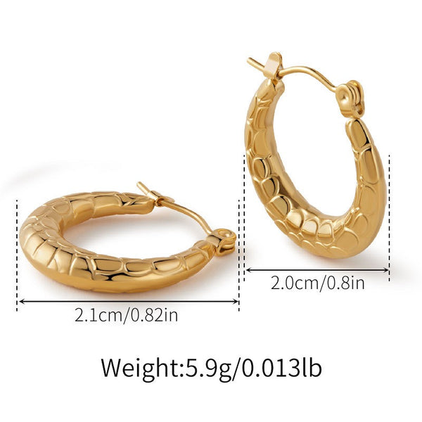 Engraved Hollow Earrings 18K Gold Filled Hoop Earrings