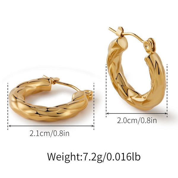 Engraved Hollow Earrings 18K Gold Filled Hoop Earrings