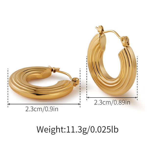 Engraved Hollow Earrings 18K Gold Filled Hoop Earrings