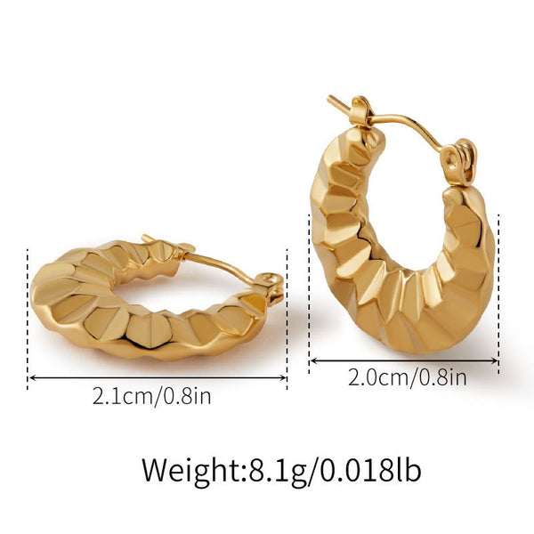 Engraved Hollow Earrings 18K Gold Filled Hoop Earrings