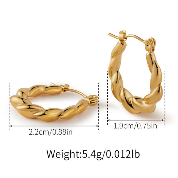 Engraved Hollow Earrings 18K Gold Filled Hoop Earrings