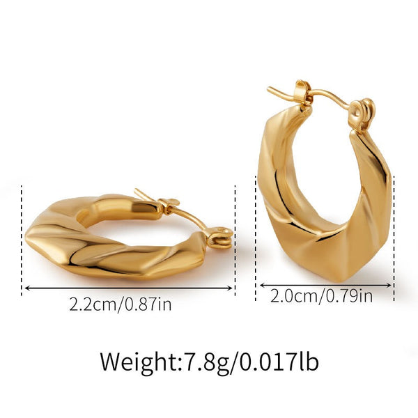 Engraved Hollow Earrings 18K Gold Filled Hoop Earrings