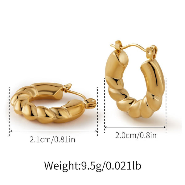 Engraved Hollow Earrings 18K Gold Filled Hoop Earrings