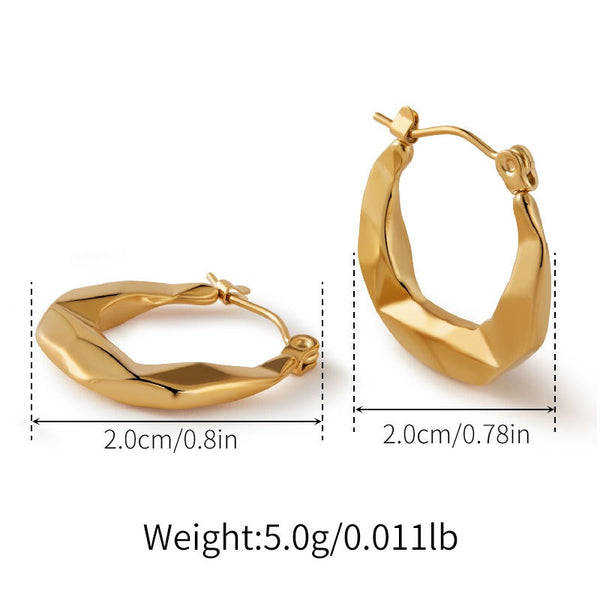 Engraved Hollow Earrings 18K Gold Filled Hoop Earrings