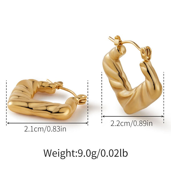 Engraved Hollow Earrings 18K Gold Filled Hoop Earrings