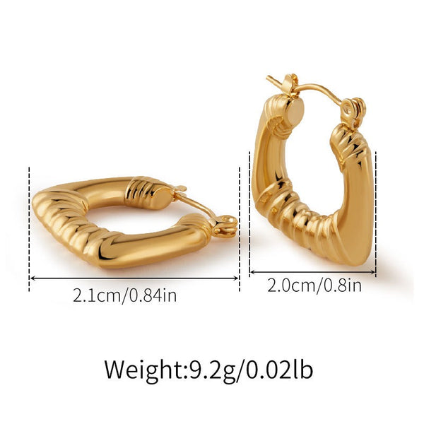 Engraved Hollow Earrings 18K Gold Filled Hoop Earrings