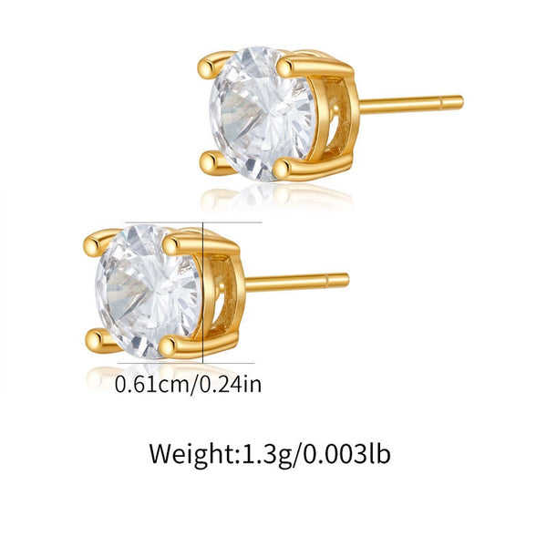 Dainty Earrings 18K Gold Filled Ear Studs With Cubic Zircon
