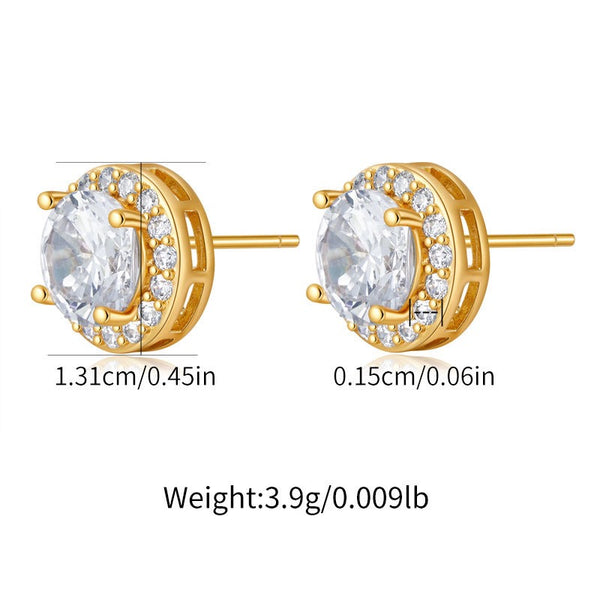 Dainty Earrings 18K Gold Filled Ear Studs With Cubic Zircon