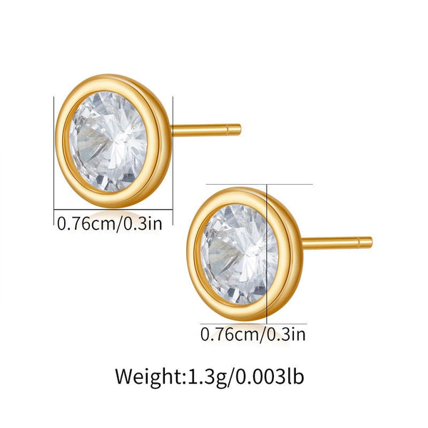 Dainty Earrings 18K Gold Filled Ear Studs With Cubic Zircon