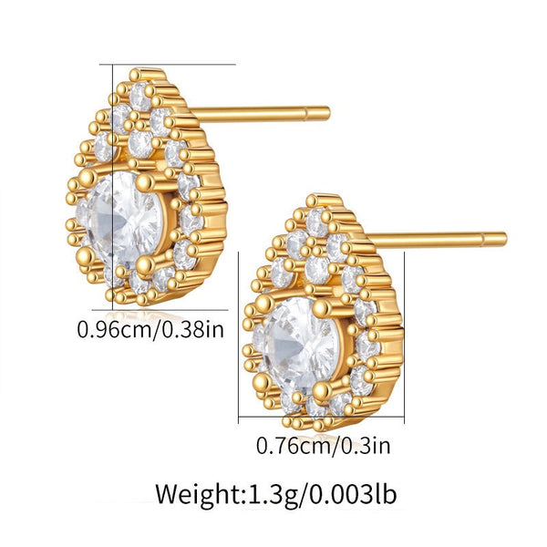 Dainty Earrings 18K Gold Filled Ear Studs With Cubic Zircon