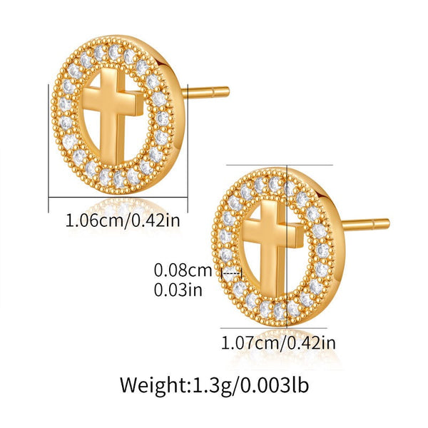 Dainty Earrings 18K Gold Filled Ear Studs With Cubic Zircon