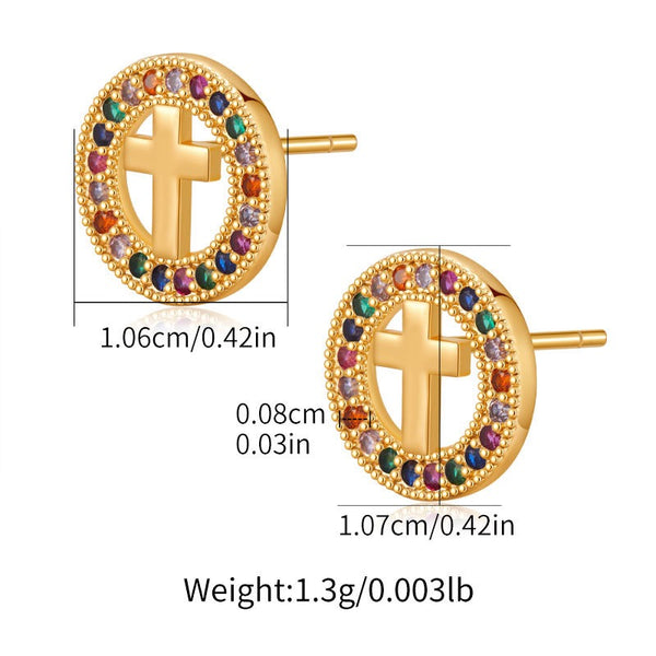 Dainty Earrings 18K Gold Filled Ear Studs With Cubic Zircon