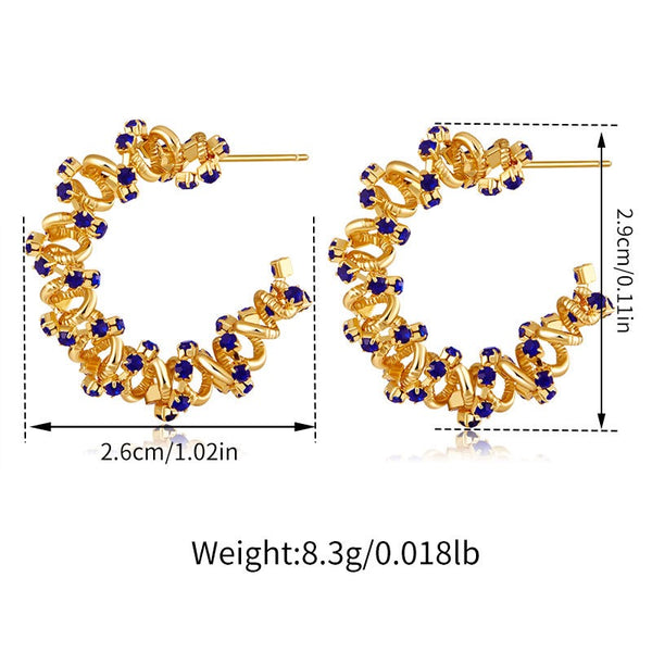 CC-Shaped 18K Gold Filled Ear Studs With Cubic Zircon