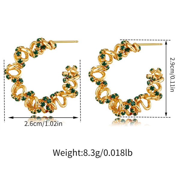 CC-Shaped 18K Gold Filled Ear Studs With Cubic Zircon