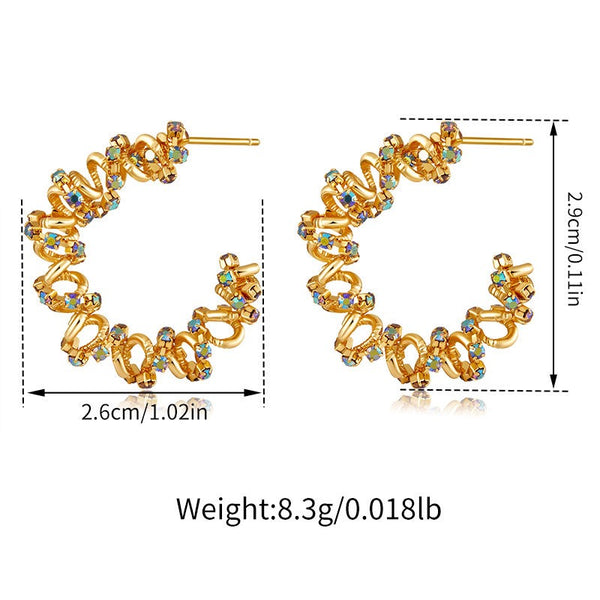 CC-Shaped 18K Gold Filled Ear Studs With Cubic Zircon