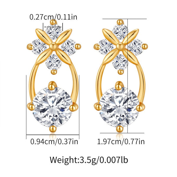 Elegant Snow 18K Gold Filled Ear Studs With Cubic Zircon