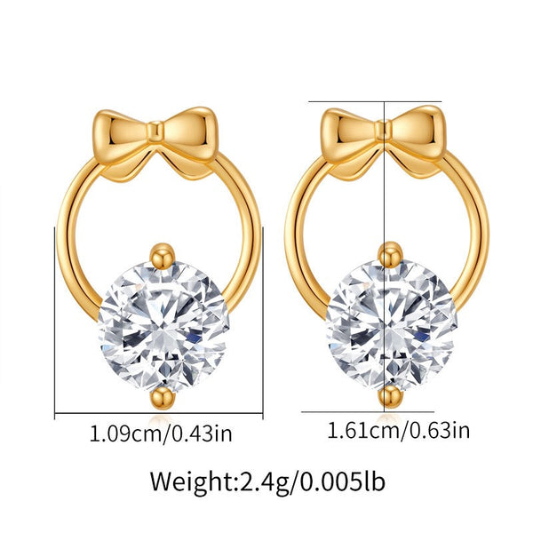 Elegant 18K Gold Filled Ear Studs With Cubic Zircon