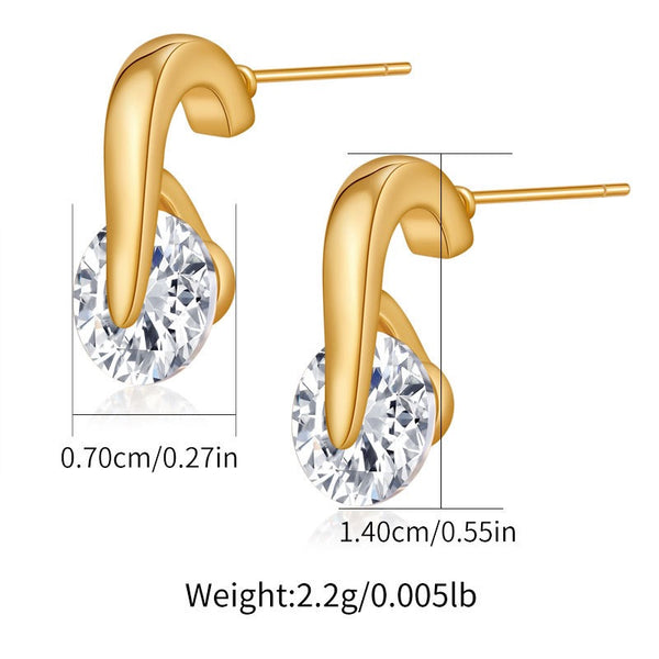 Elegant 18K Gold Filled Ear Studs With Cubic Zircon
