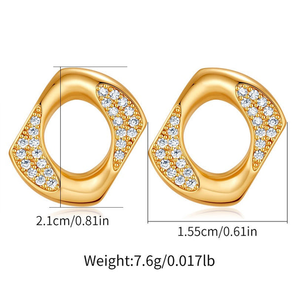Elegant 18K Gold Filled Ear Studs With Cubic Zircon