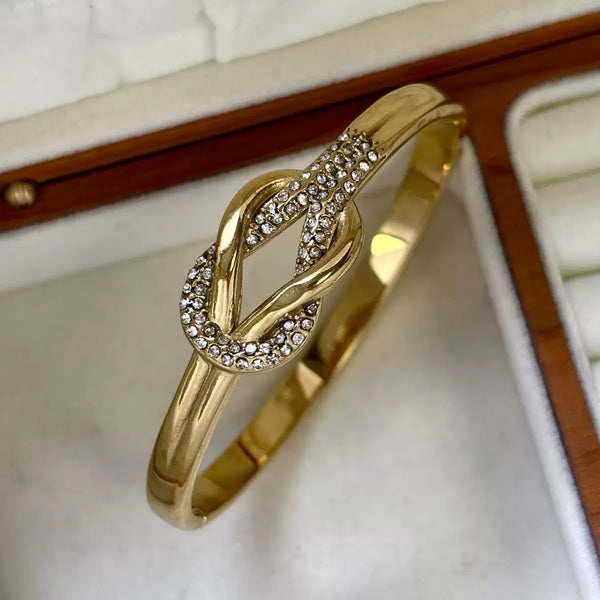 Luxury 18K Gold Filled Over Stainless Steel Bangle With Cubic Zircon