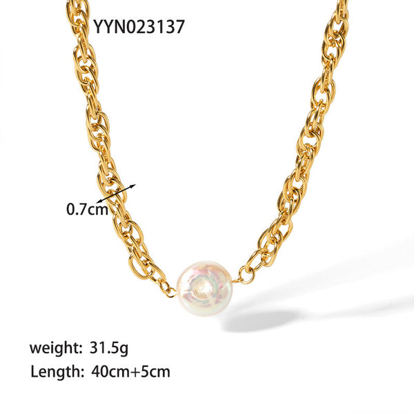 Pearl Chain 18K Gold Filled Over Stainless Steel Necklace