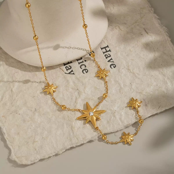 Star Chain 18K Gold Filled Over Stainless Steel Necklace