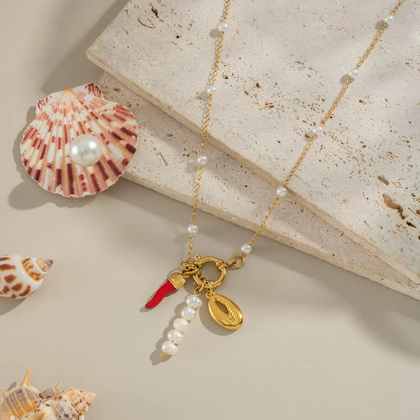 Charm 18K Gold Filled Over Stainless Steel Necklace