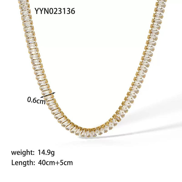 Luxury 18K Gold Filled Over Stainless Steel Necklace With Cubic Zircon