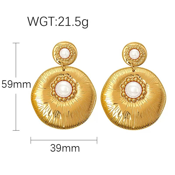 18K Gold Filled Ear Studs With Pearl