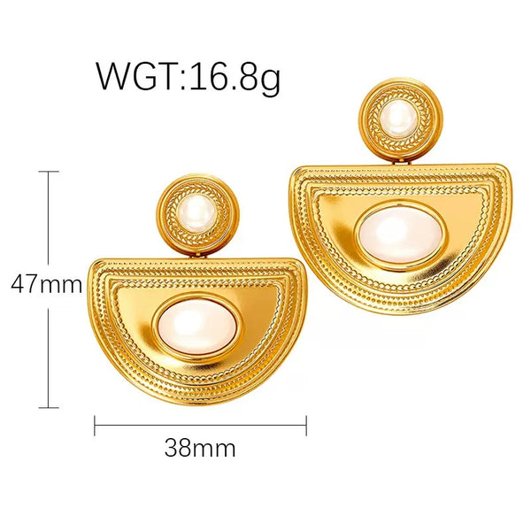 18K Gold Filled Ear Studs With Pearl